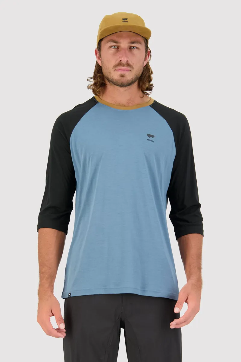 Mons Royale Tarn Merino Shift 3/4 Jersey Blue Slate/Black-1